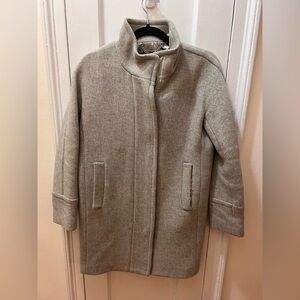 J Crew Stadium Cloth Nello Gori Cocoon Grey Wool Coat Front Zip Women’s Size 2P